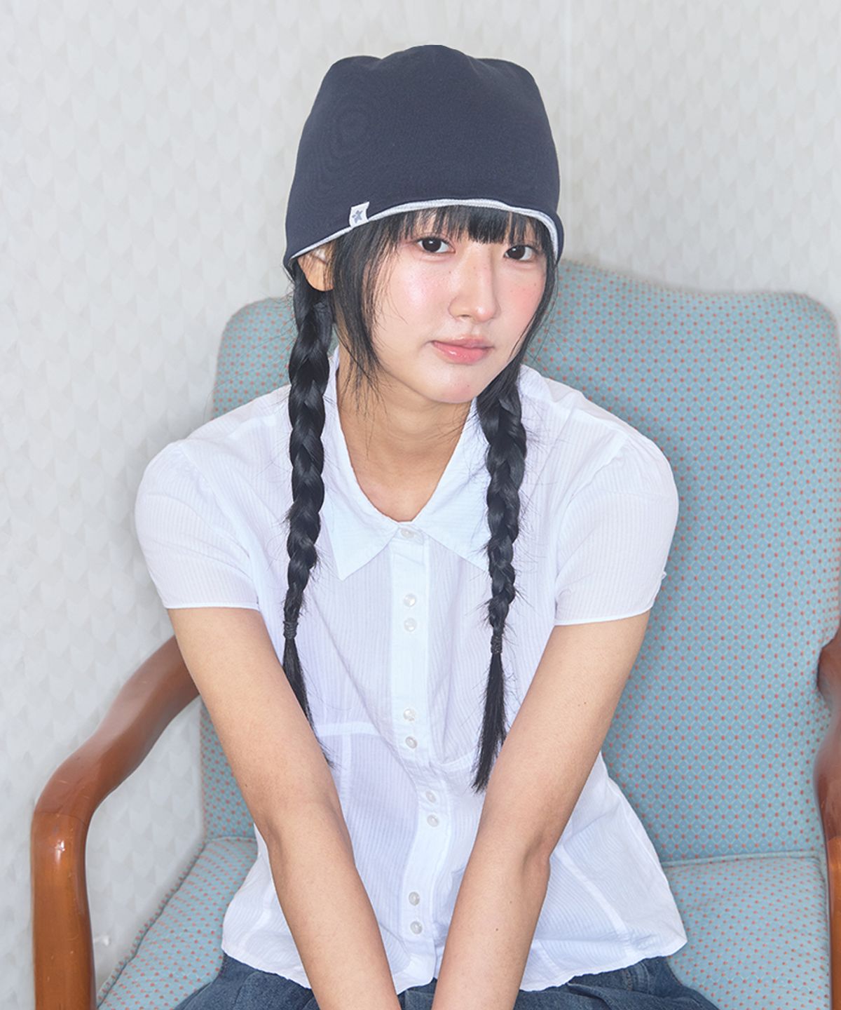 키이비(KIIBI) cozy stripe reversible beanie light grey