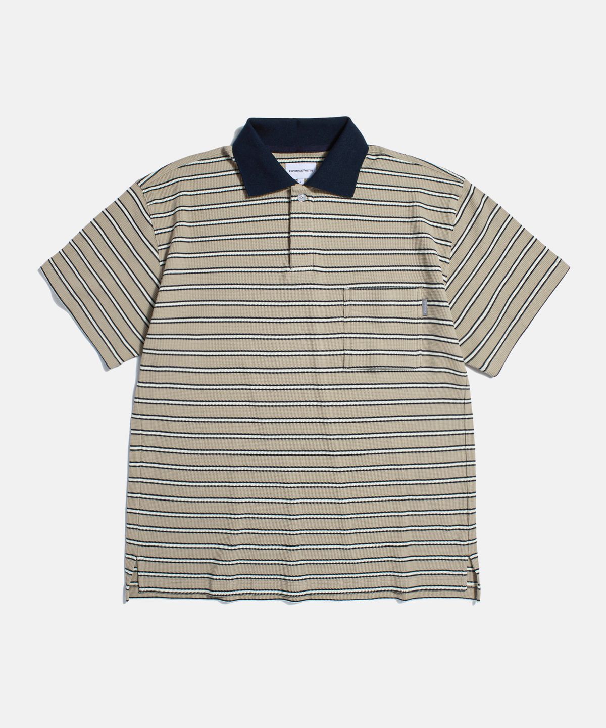 에스피오나지(ESPIONAGE) Multi Border Waffle Polo Beige