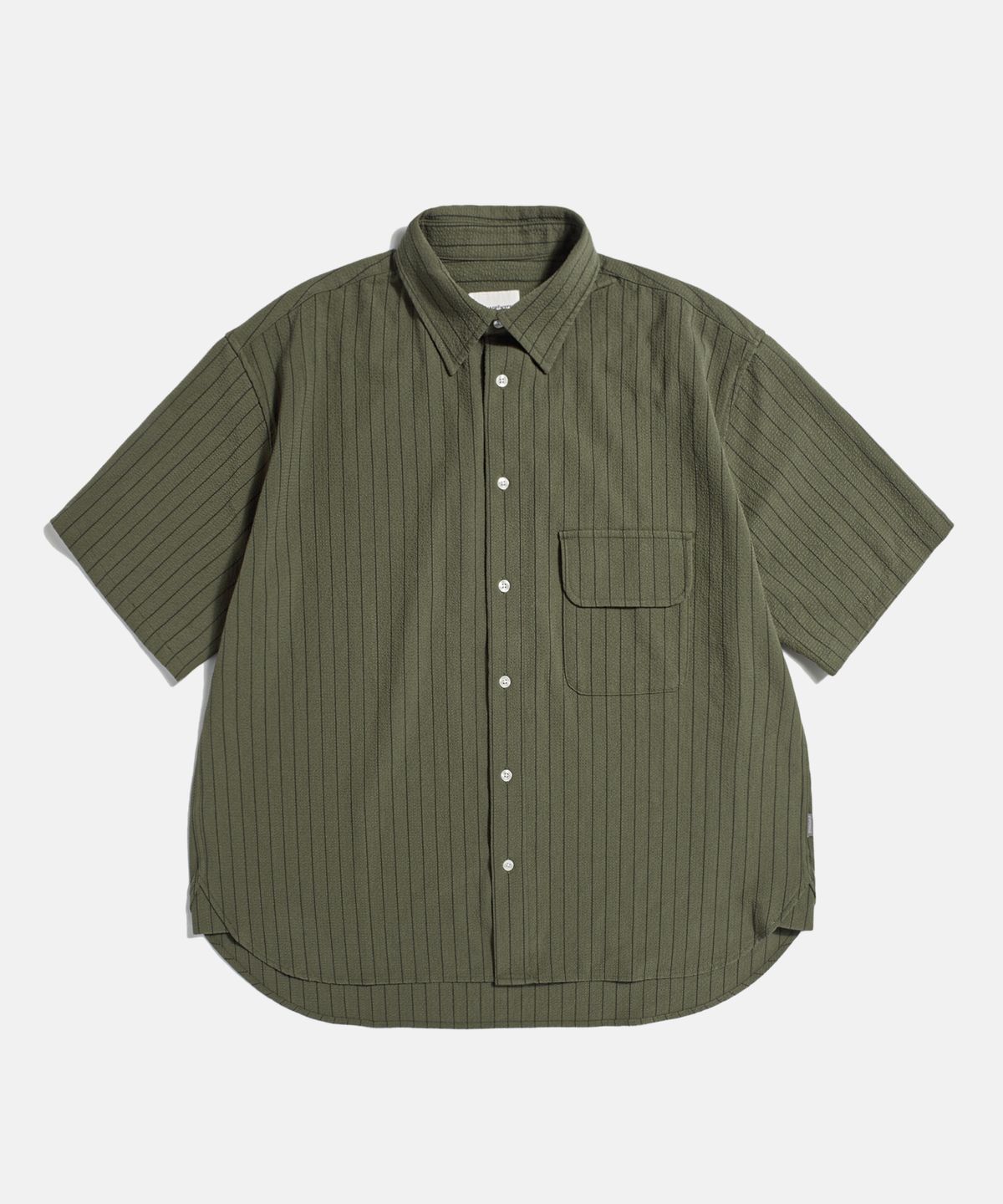 에스피오나지(ESPIONAGE) Seersucker Flap Pocket S/S Shirt Olive