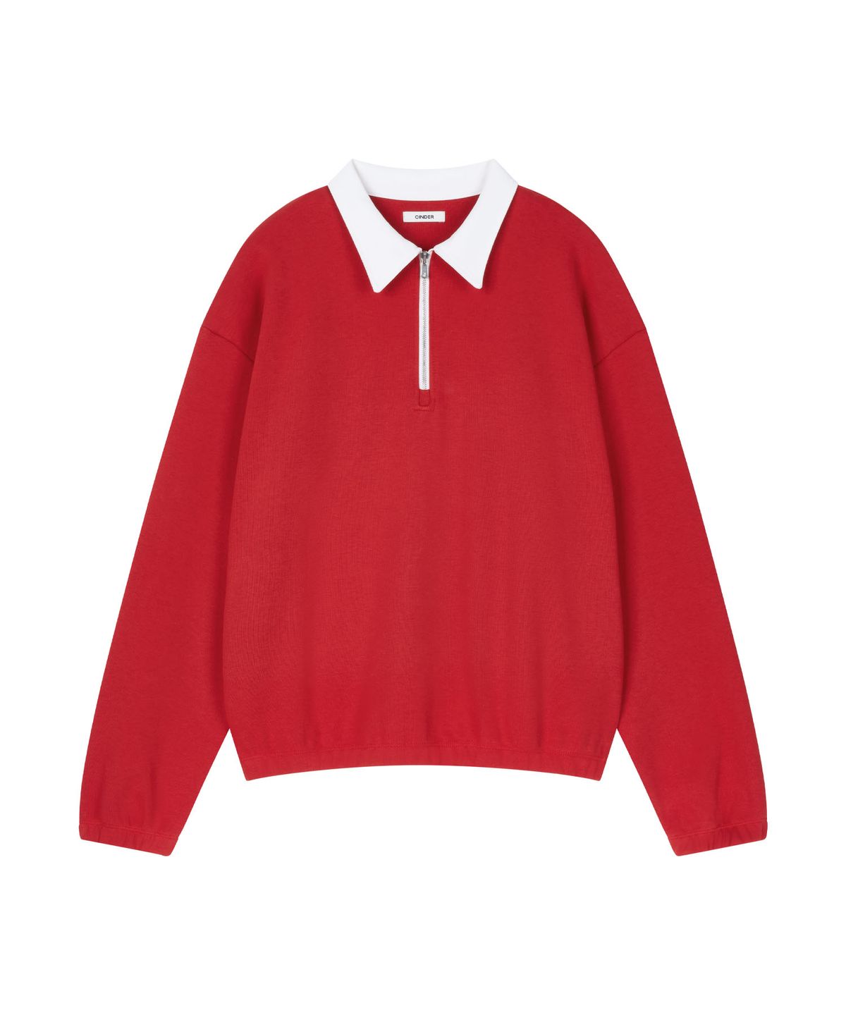 신더(CINDER) COLLAR HAF ZIP SWEAT - RED