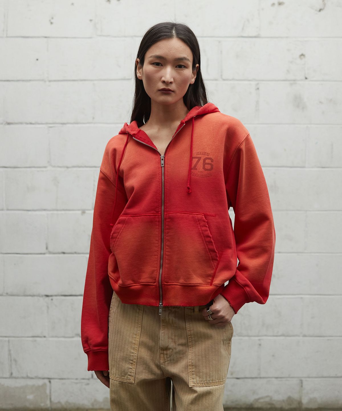 크래키(KRAKKI) [Unisex] Vintage Zip-Up Hoodie_Red [KR265PUW431]