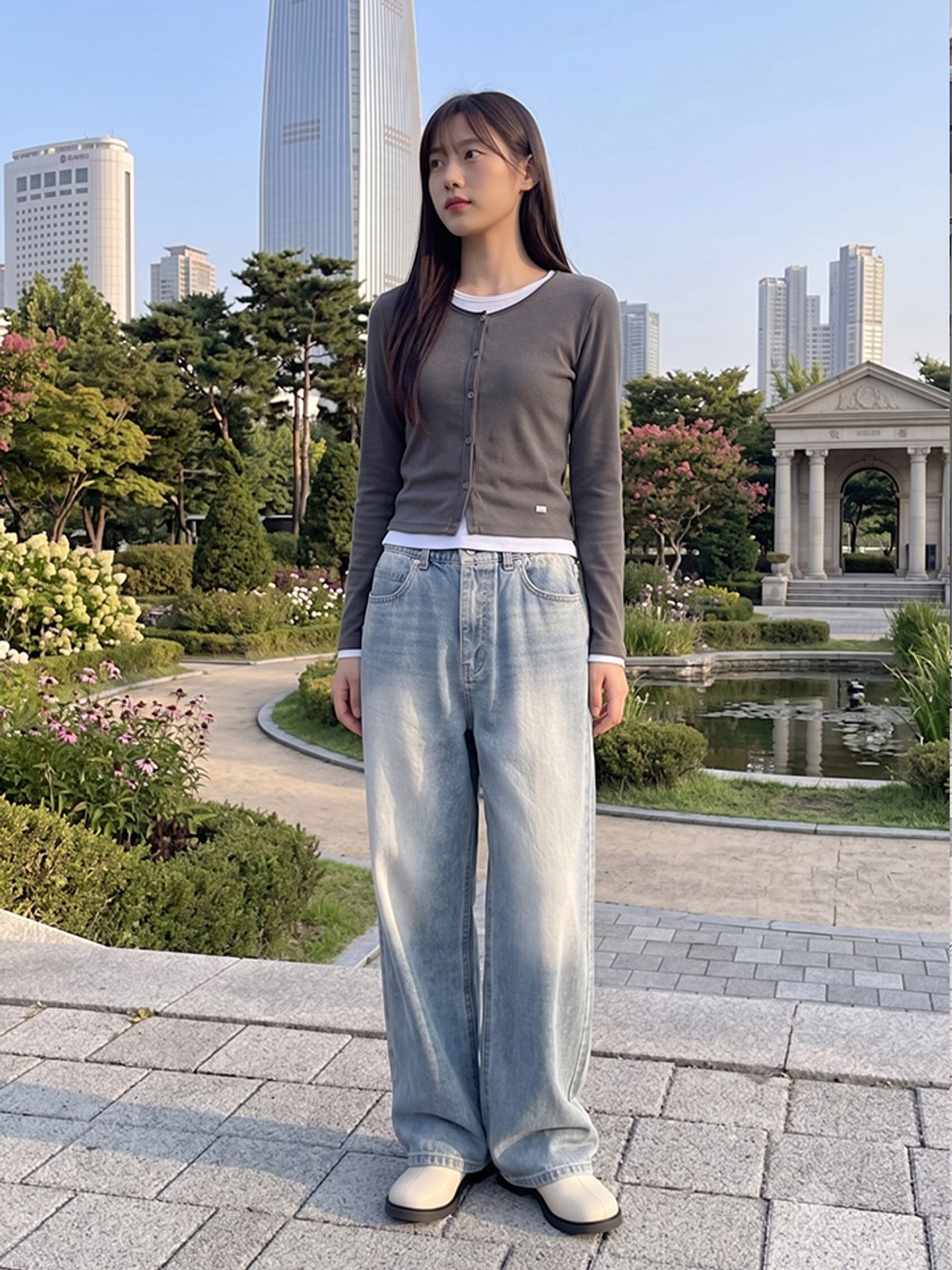 행텐(HANGTEN) 여성 울트라 소프트 슈퍼와이드 데님팬츠_294(10570-155-403-10)