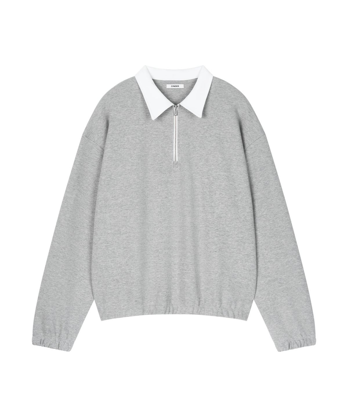 신더(CINDER) COLLAR HAF ZIP SWEAT - MELANGE GREY