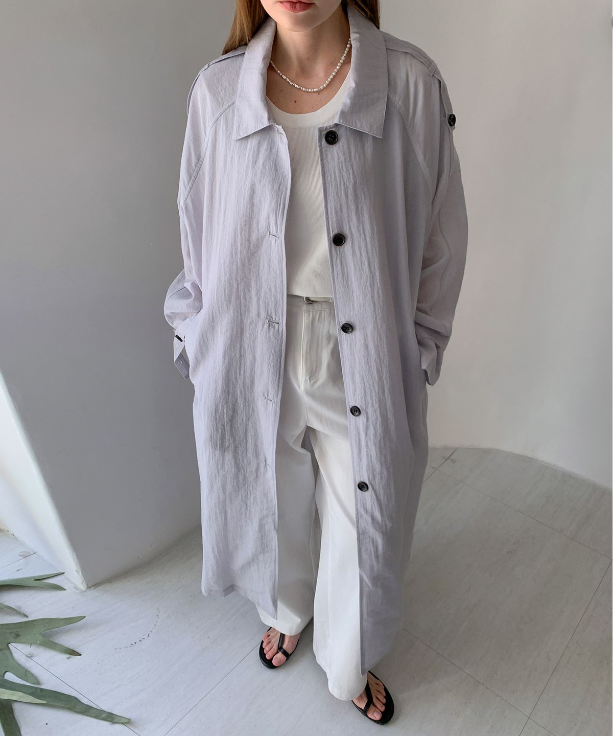 바스카라(VASCARA) Belted Single Button Long Jacket (2colors)