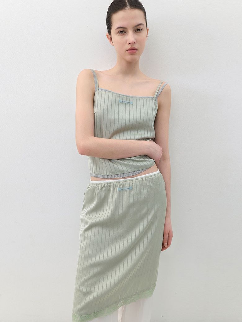 AN SATIN SET-UP STRIPED TOP S (BL-4425)