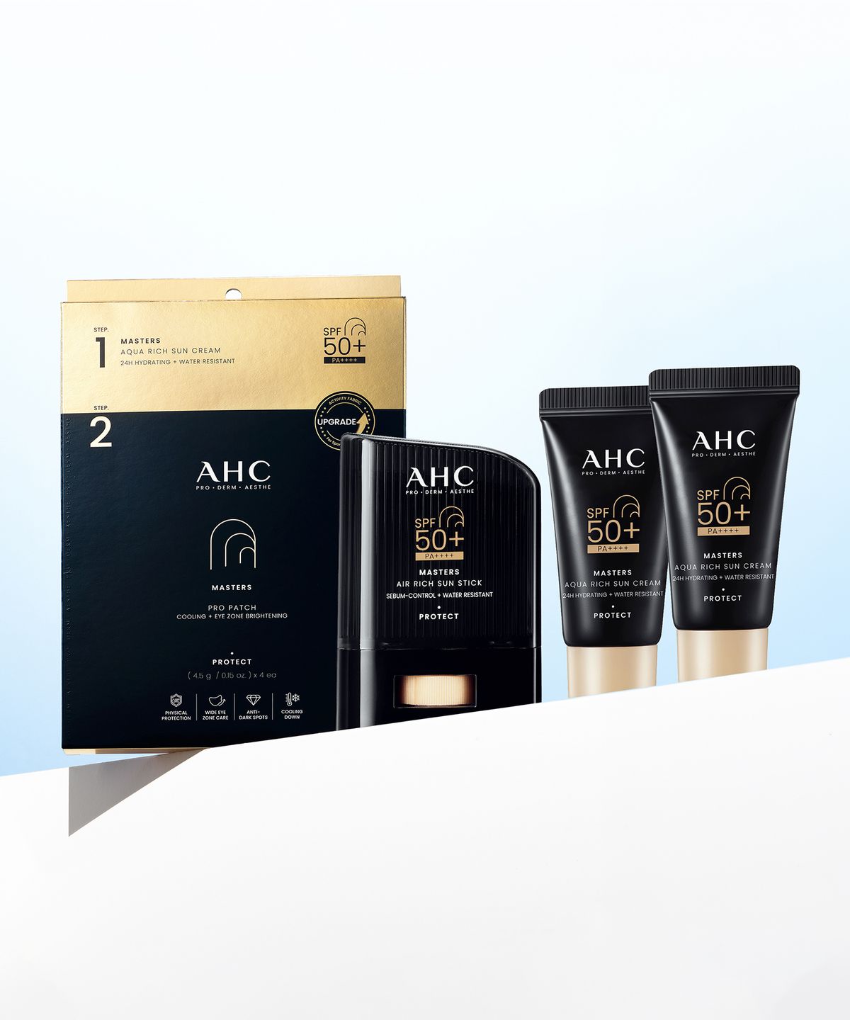 에이에이치씨(AHC) 마스터즈에어리치선스틱 14g + 프로패치 2스텝 4매 + 아쿠아 리치 선크림 10ml