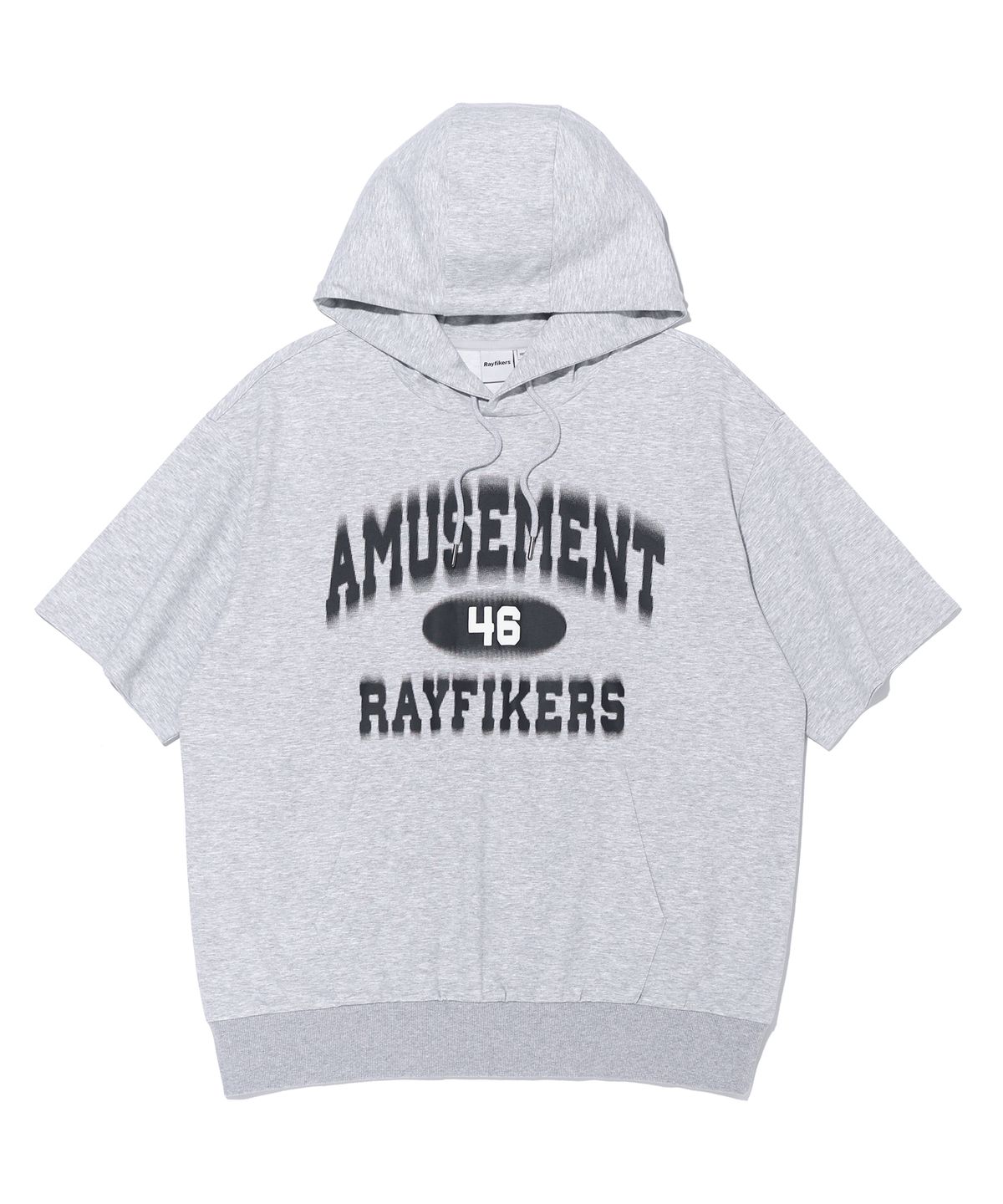 레이피커스(RAYFIKERS) 어뮤즈먼트 타이핑 후드 숏 슬리브 MQ7TU442_MELANGE GREY