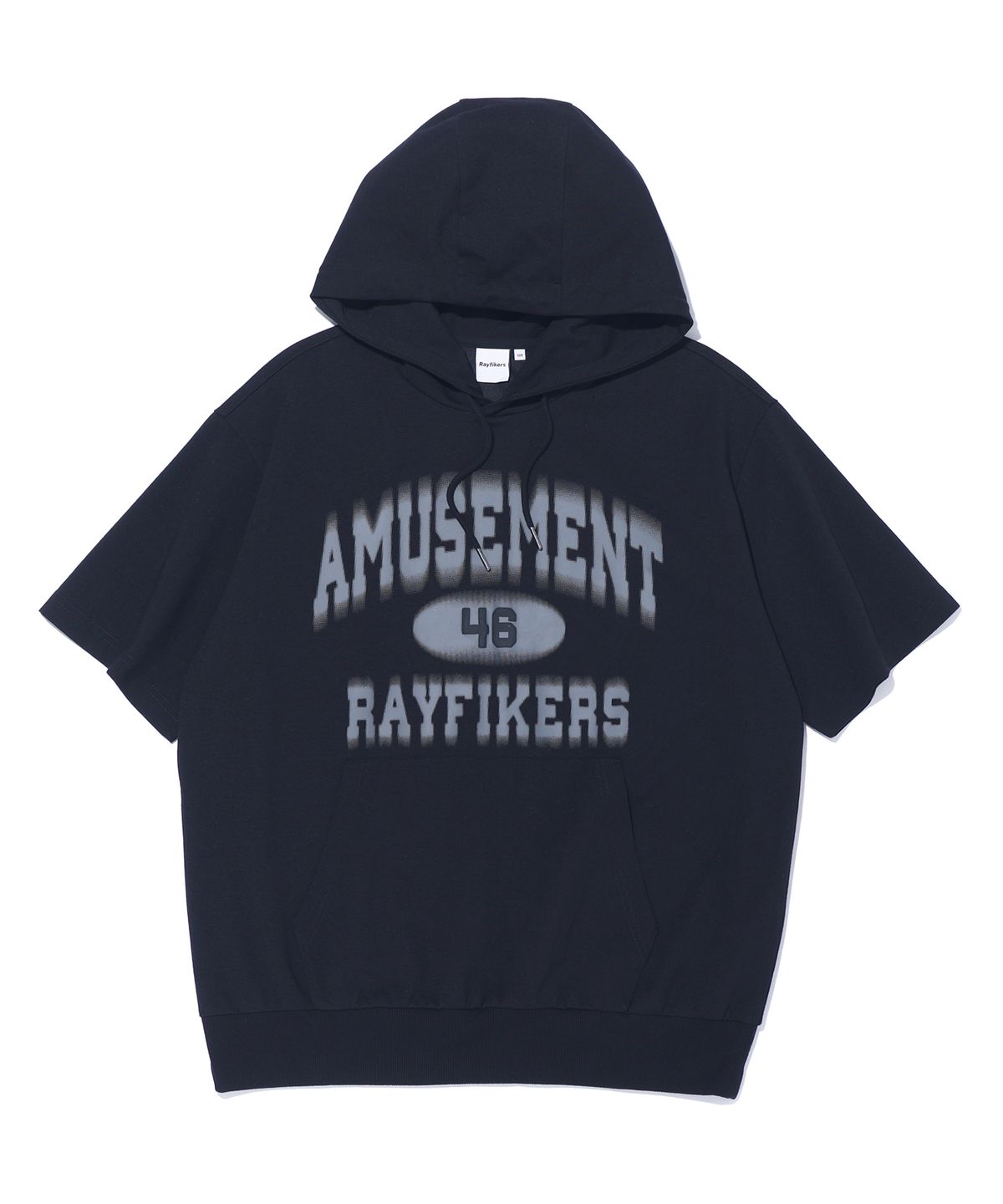 레이피커스(RAYFIKERS) 어뮤즈먼트 타이핑 후드 숏 슬리브 MQ7TU442_BLACK