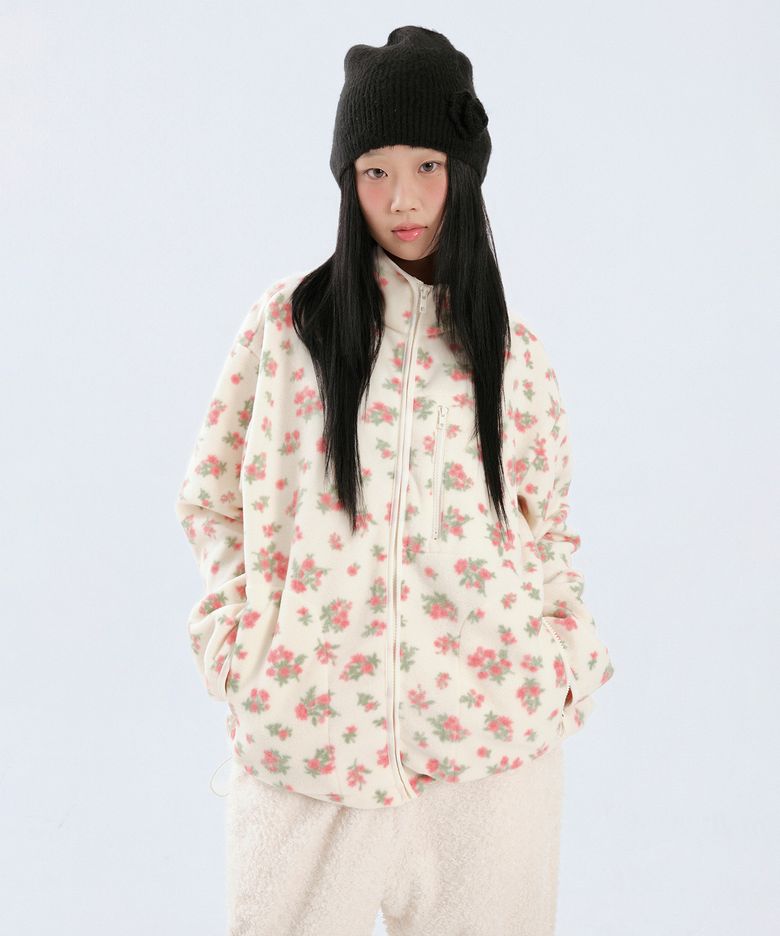 flower fleece jacket (ivory)