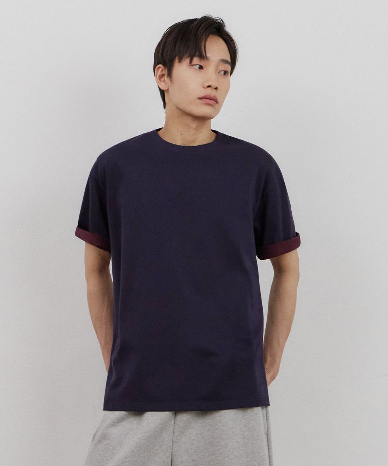 더블 레이어드 티 (네이비)