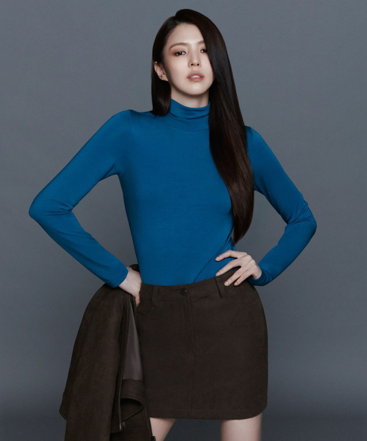 무신사 스탠다드 우먼(MUSINSA STANDARD WOMAN) 우먼즈 텐셀 슬림 터틀 넥 티셔츠 [틸 블루]
