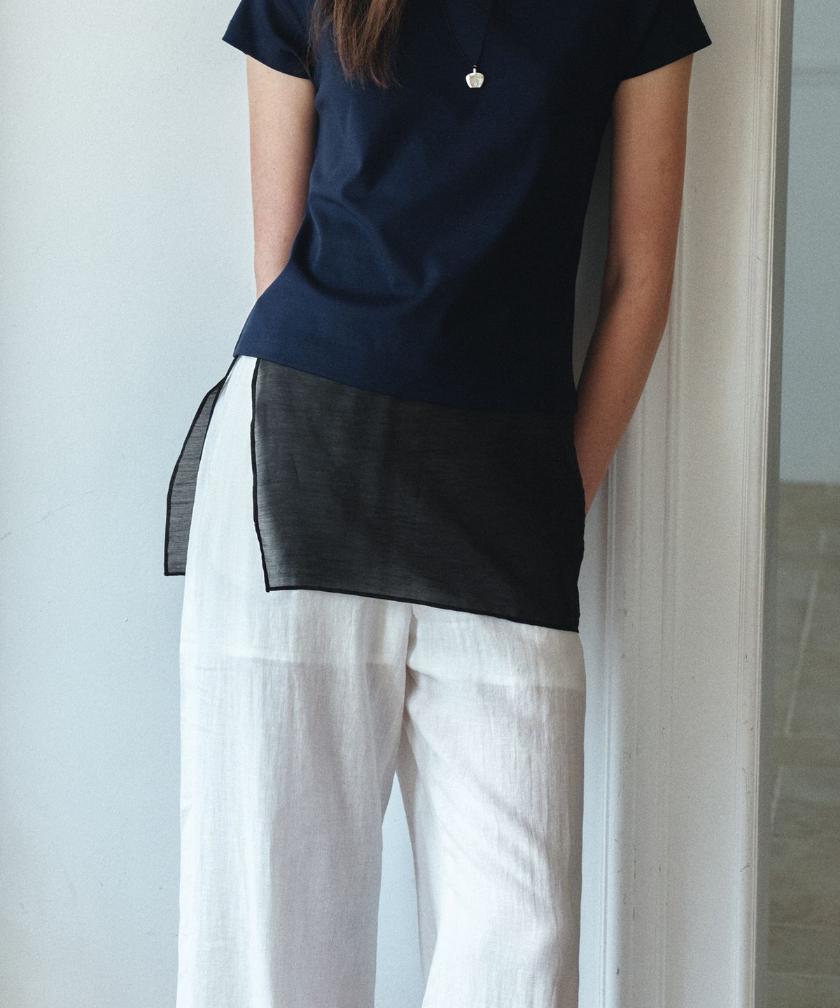 반원 아틀리에(VANONE ATELIER) P3324 시폰 랩 스커트_Black