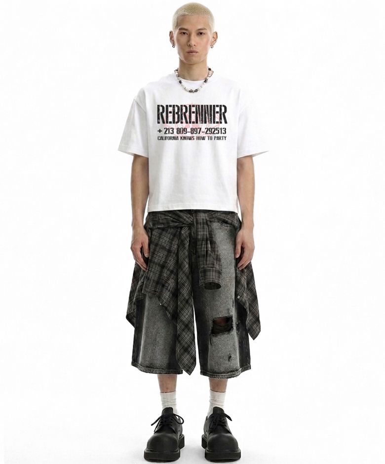 DTF 213 파티  쿨코튼 크롭 반팔티셔츠 화이트
