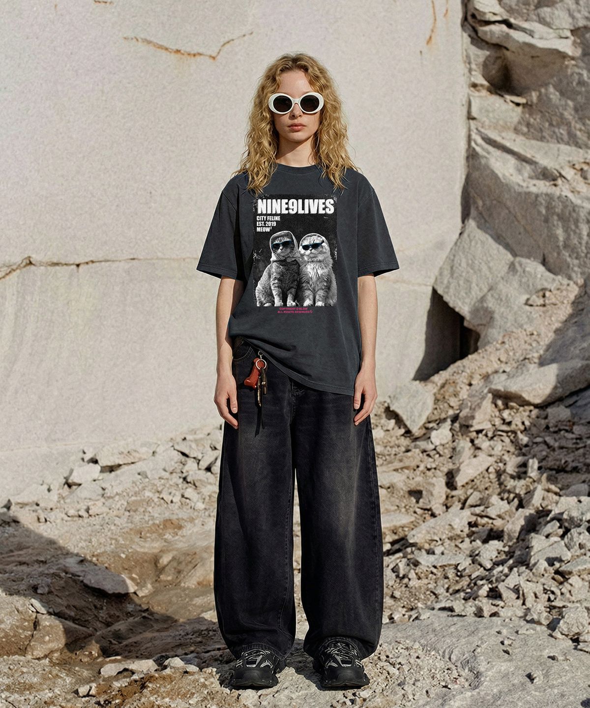 블로우(BLOW) PIGMENT_NINE9LIVES T-SHIRT [DEEP NAVY]