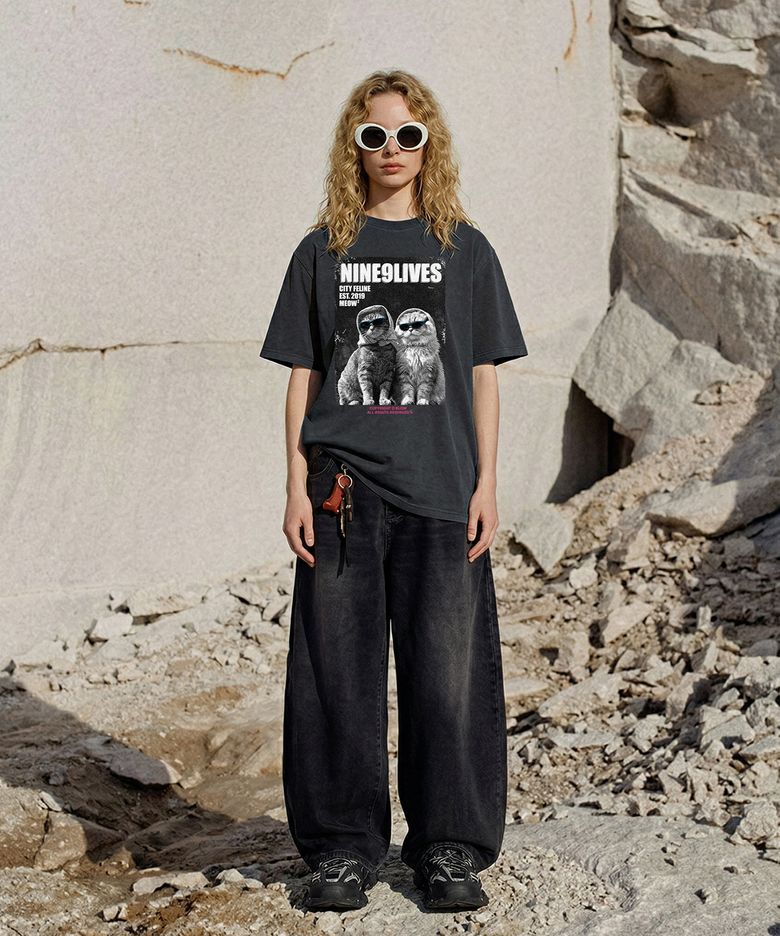 PIGMENT_NINE9LIVES T-SHIRT [DEEP NAVY]