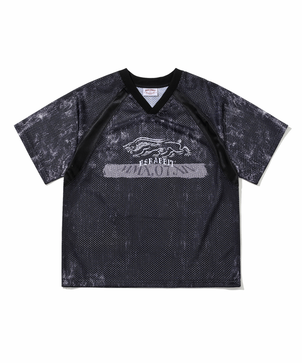 비에스래빗(BSRABBIT) 컬러 블록 메쉬 반팔티셔츠 블랙