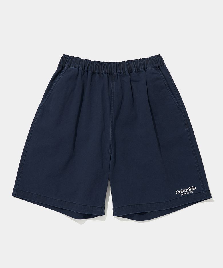 NYC EMB WASHED TWILL SHORTS PANTS_NAVY