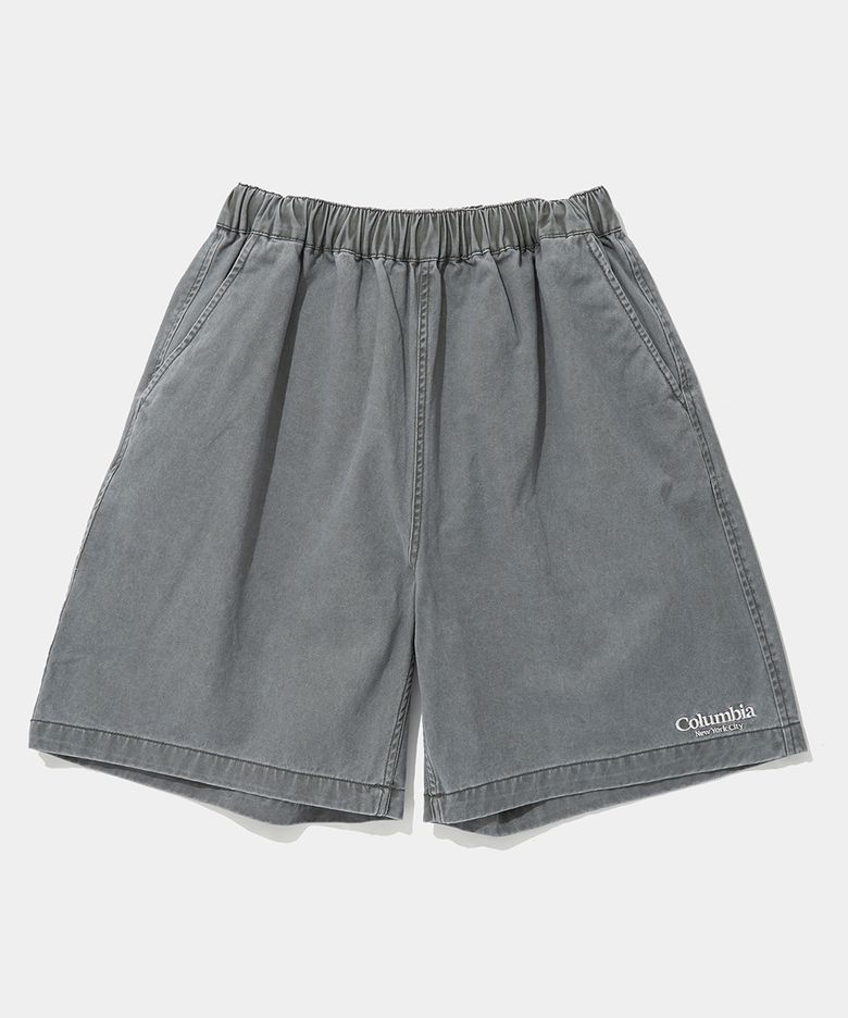 NYC EMB WASHED TWILL SHORTS PANTS_GRAY