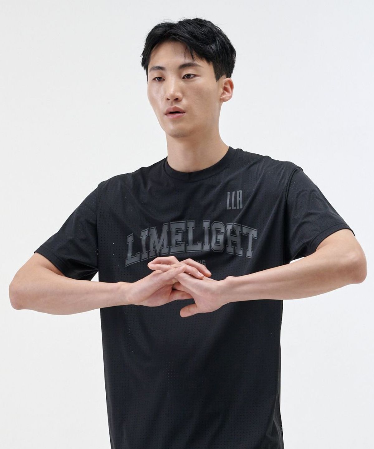 라임라잇 어패럴(LIMELIGHT APPAREL) LLR 아치 로고 러닝 티셔츠 (블랙/그레이)