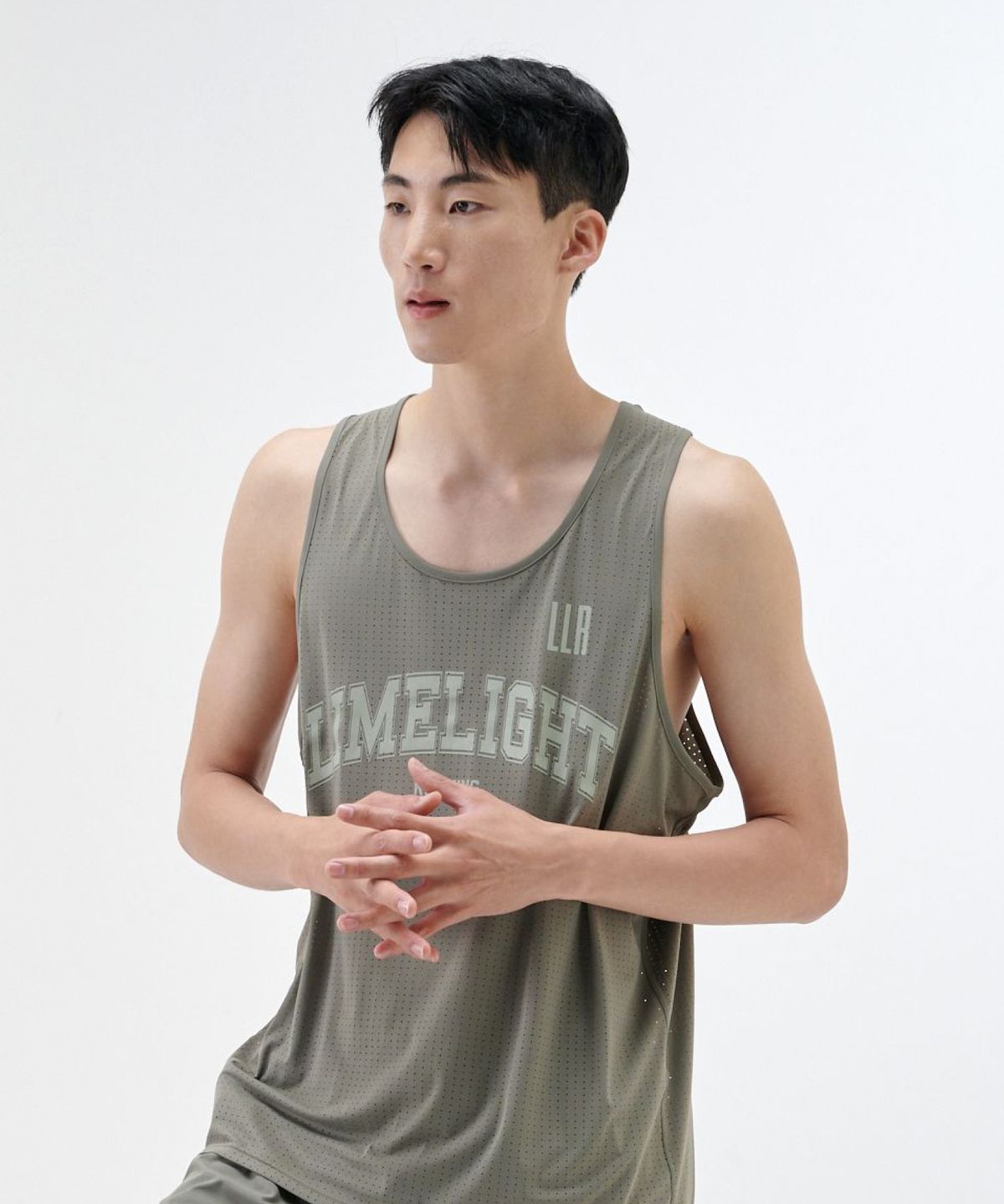 라임라잇 어패럴(LIMELIGHT APPAREL) LLR 아치 로고 러닝 슬리브리스 (세이지/세이지)