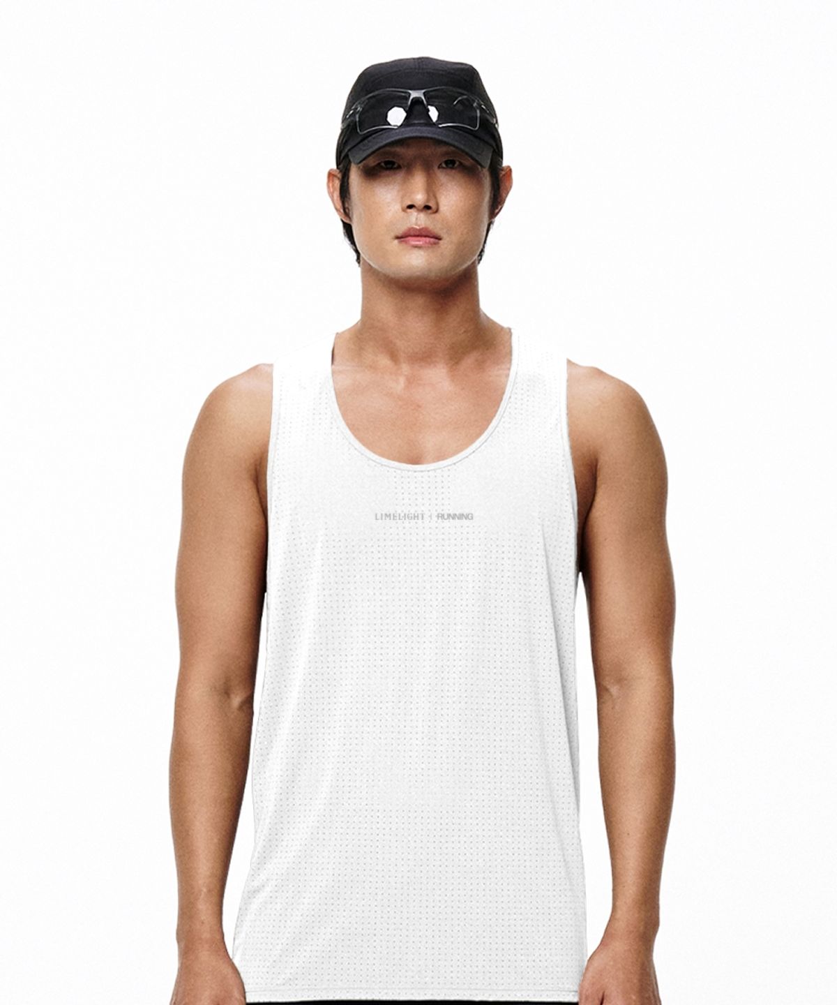 라임라잇 어패럴(LIMELIGHT APPAREL) LLR 로고 러닝 슬리브리스 (화이트/그레이)