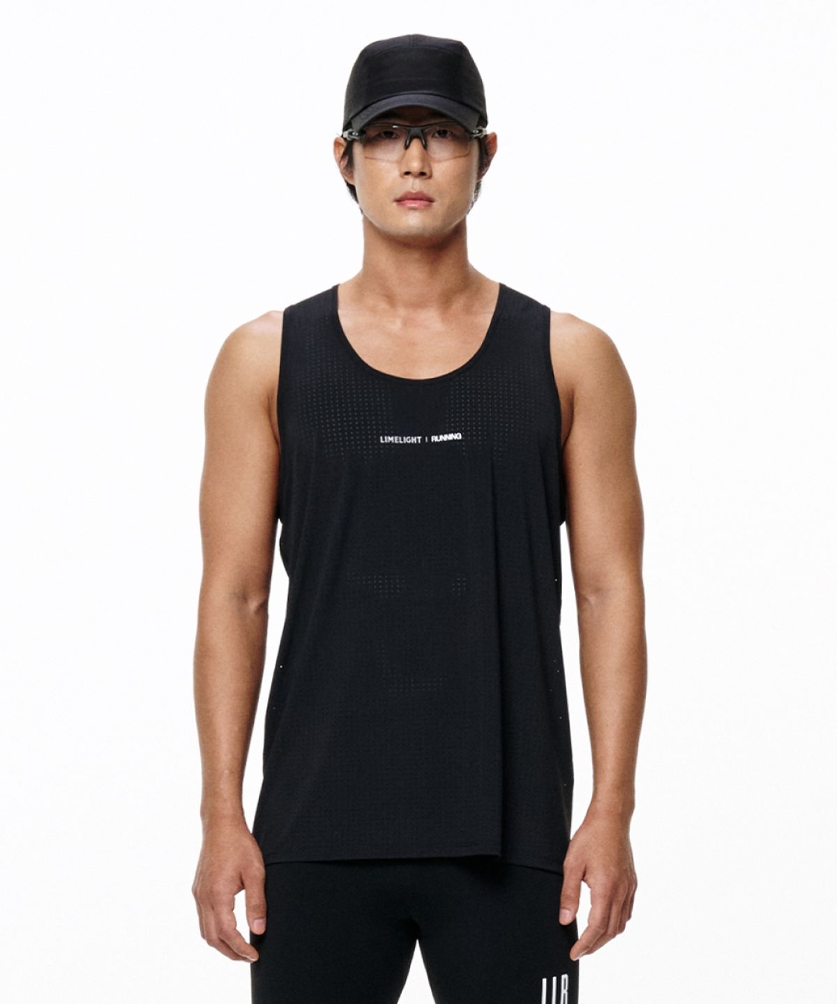 라임라잇 어패럴(LIMELIGHT APPAREL) LLR 로고 러닝 슬리브리스 (블랙/화이트)