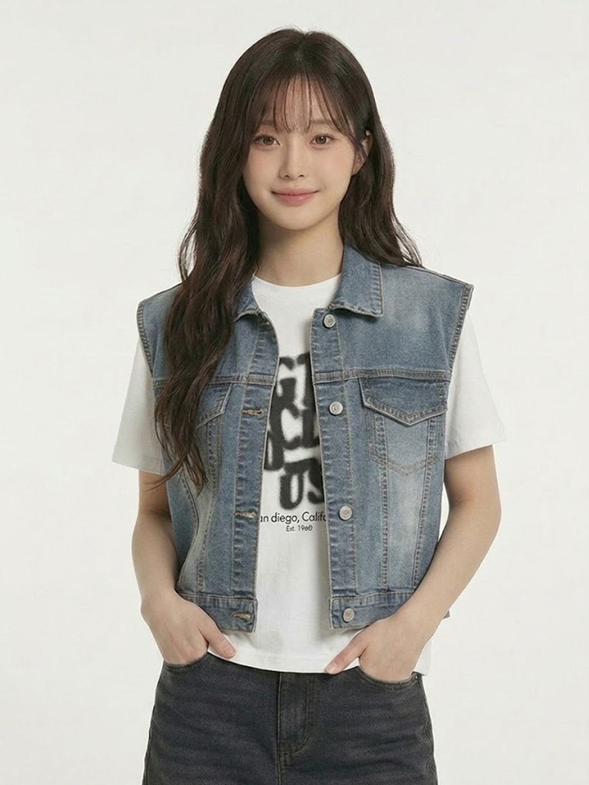 행텐 틴즈(HANGTEN TEENS) 틴즈 여아 데님 트러커 베스트_254(14570-110-403-10)