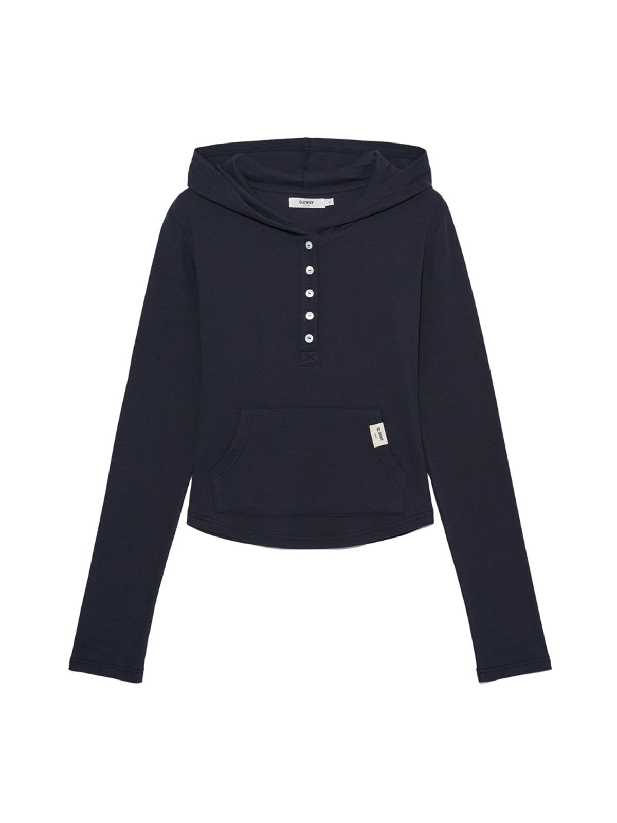 글로니(GLOWNY) G FINE BUTTON HOODIE (NAVY)