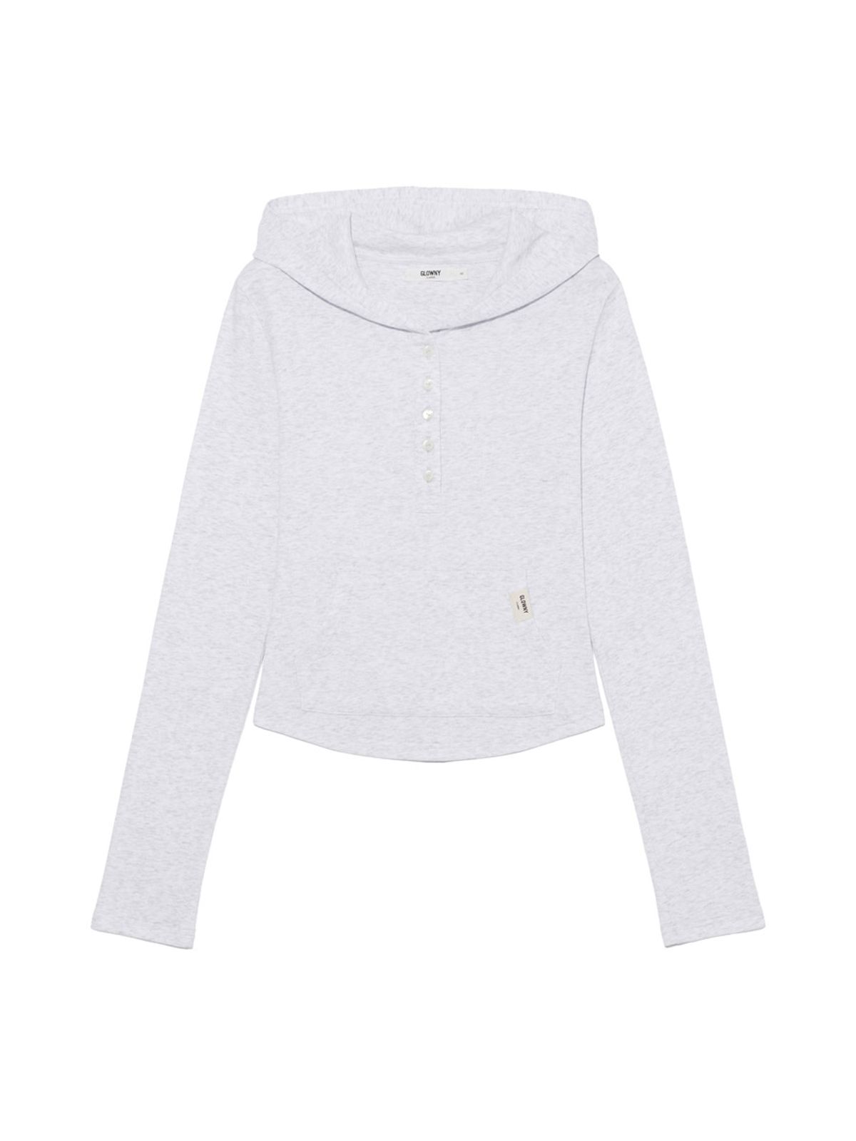 글로니(GLOWNY) G FINE BUTTON HOODIE (MELANGE GRAY)