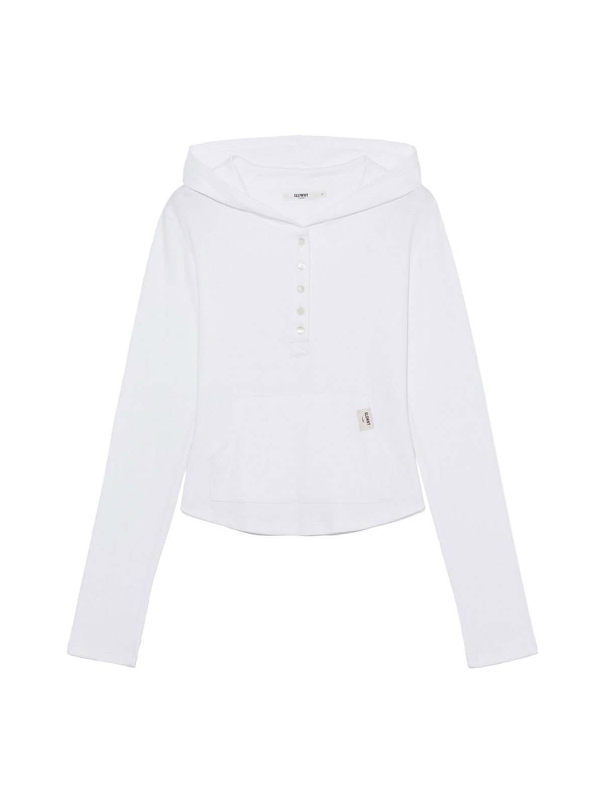 글로니(GLOWNY) G FINE BUTTON HOODIE (WHITE)