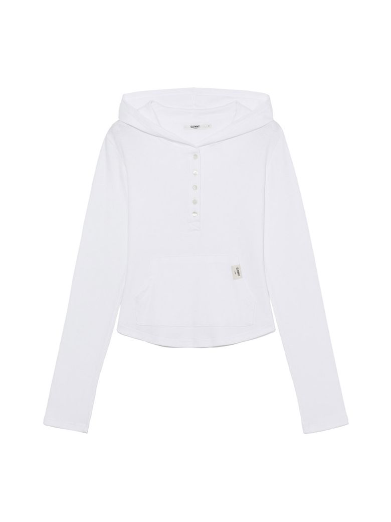 G FINE BUTTON HOODIE (WHITE)