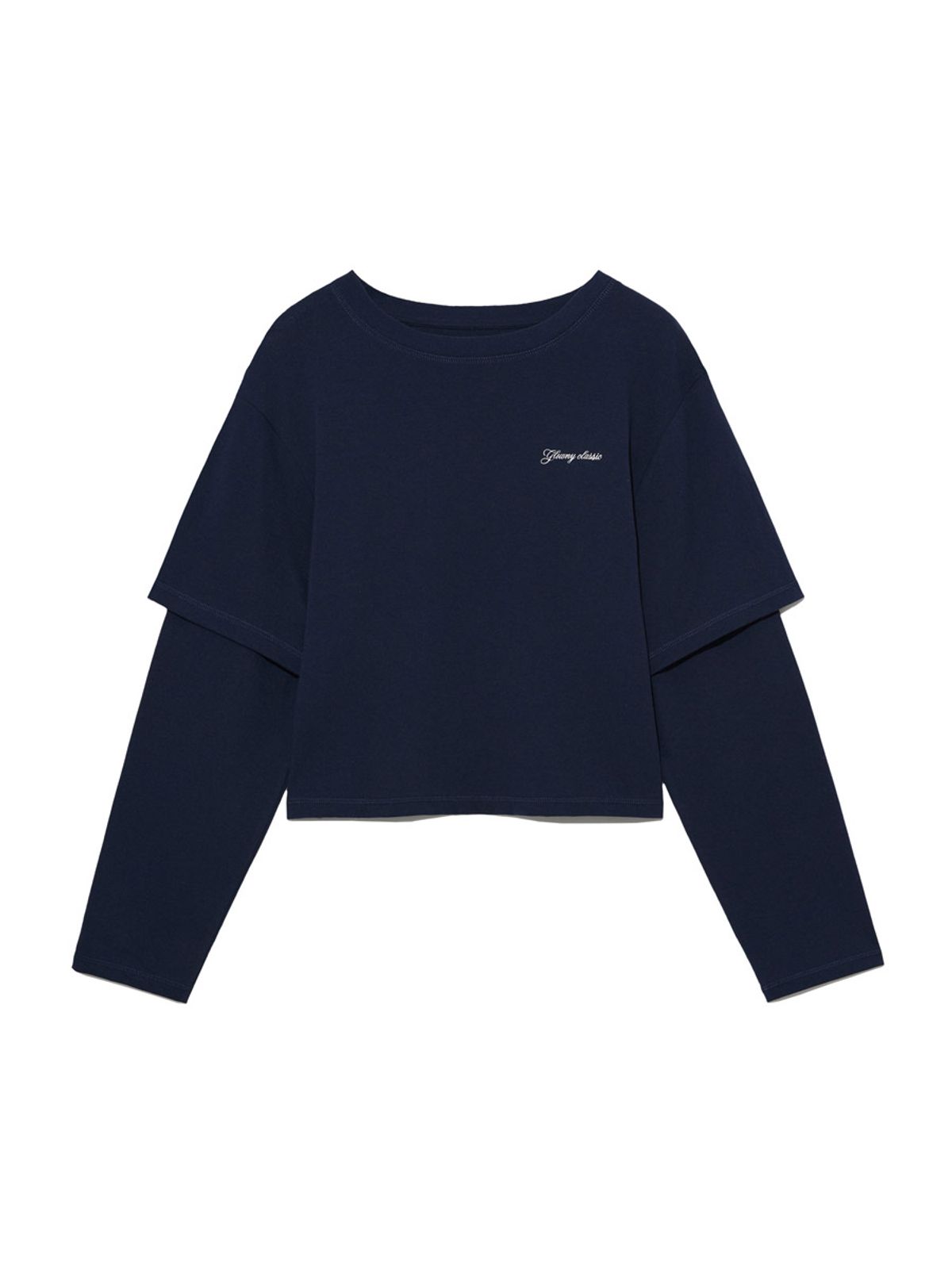 글로니(GLOWNY) G DOUBLE SLEEVE LETTER TEE (NAVY)