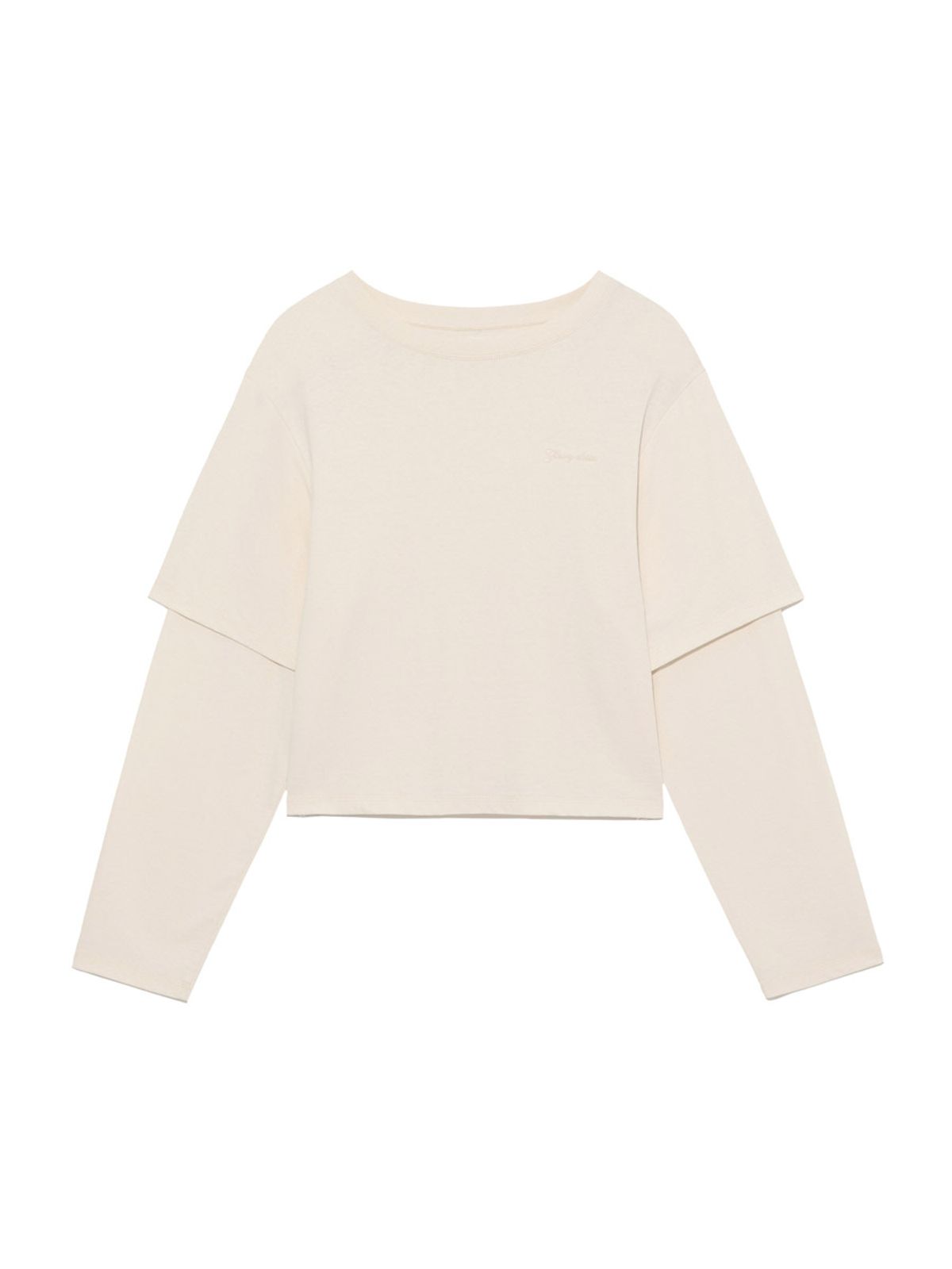 글로니(GLOWNY) G DOUBLE SLEEVE LETTER TEE (IVORY)