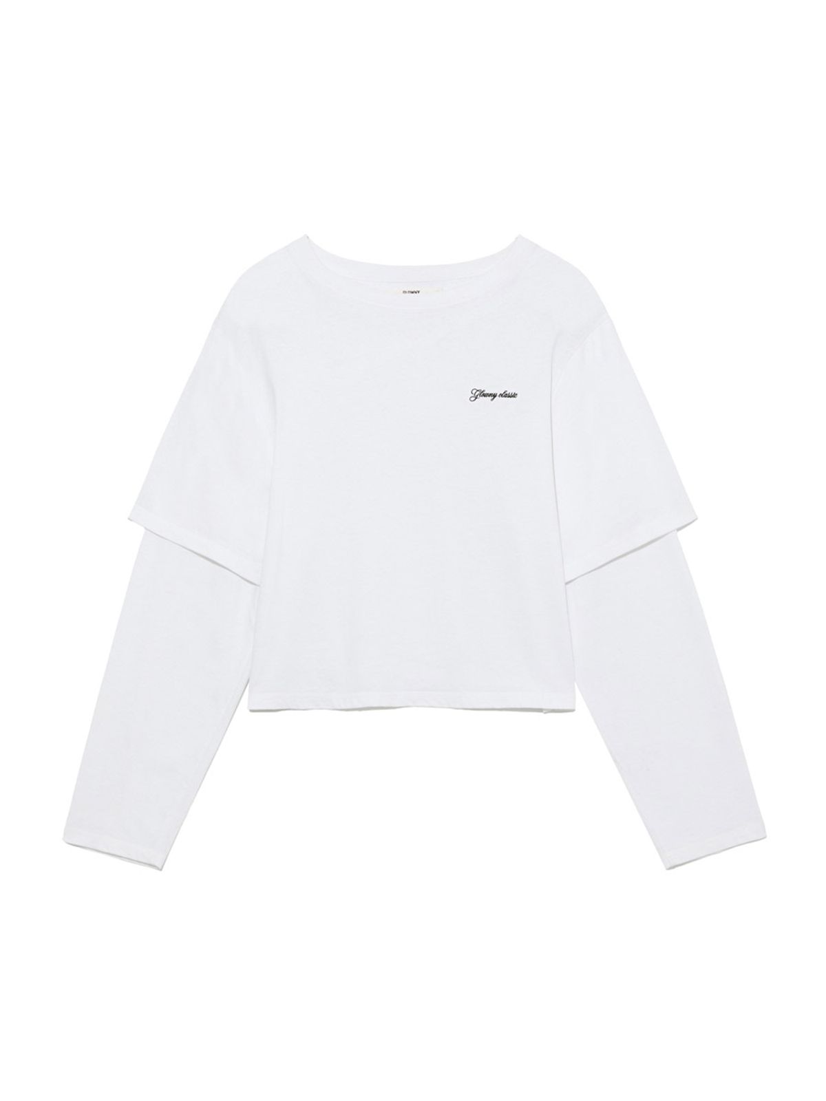 글로니(GLOWNY) G DOUBLE SLEEVE LETTER TEE (WHITE)