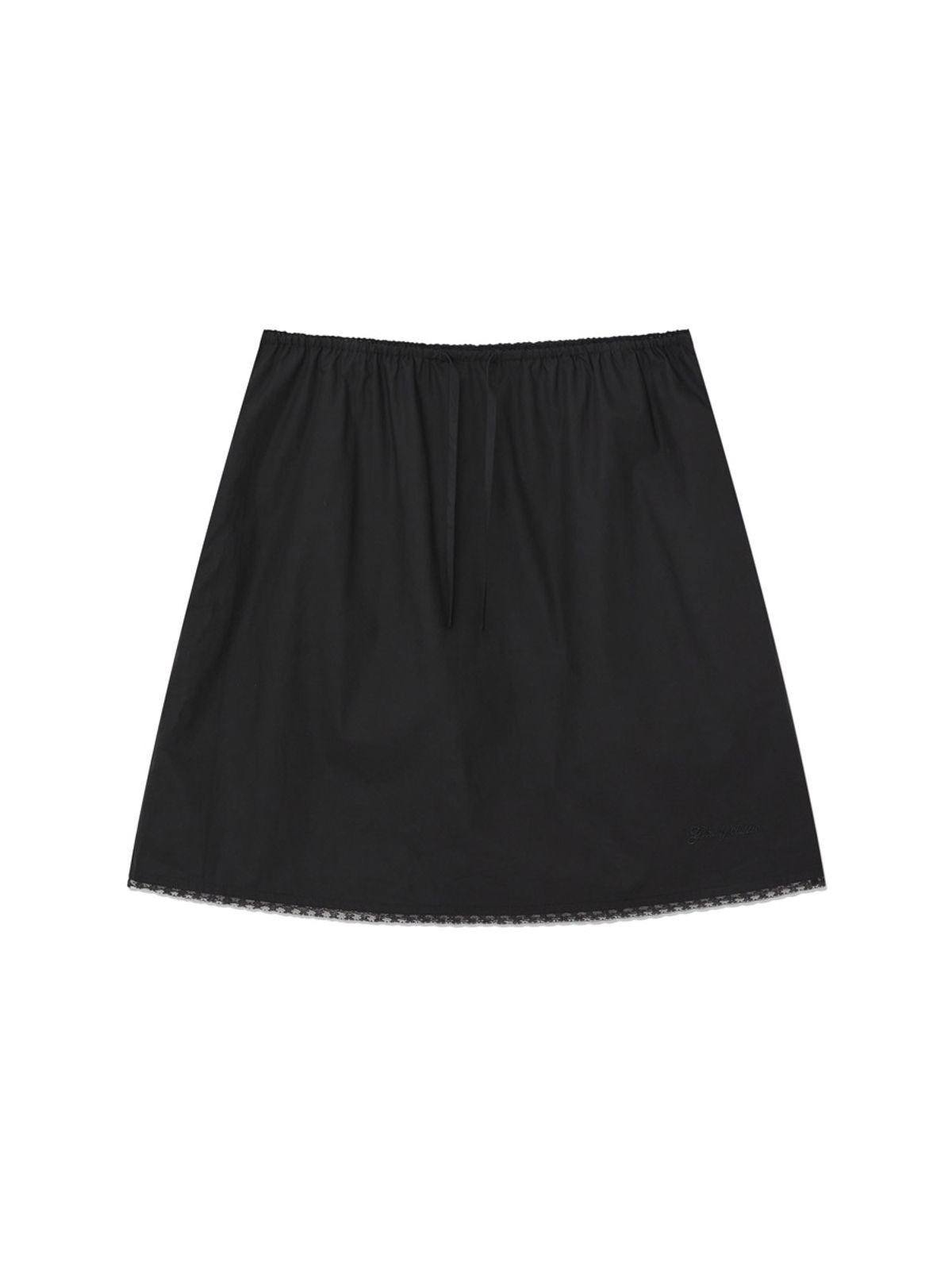글로니(GLOWNY) G CLASSIC LACE-UP MIDI SKIRT (BLACK)