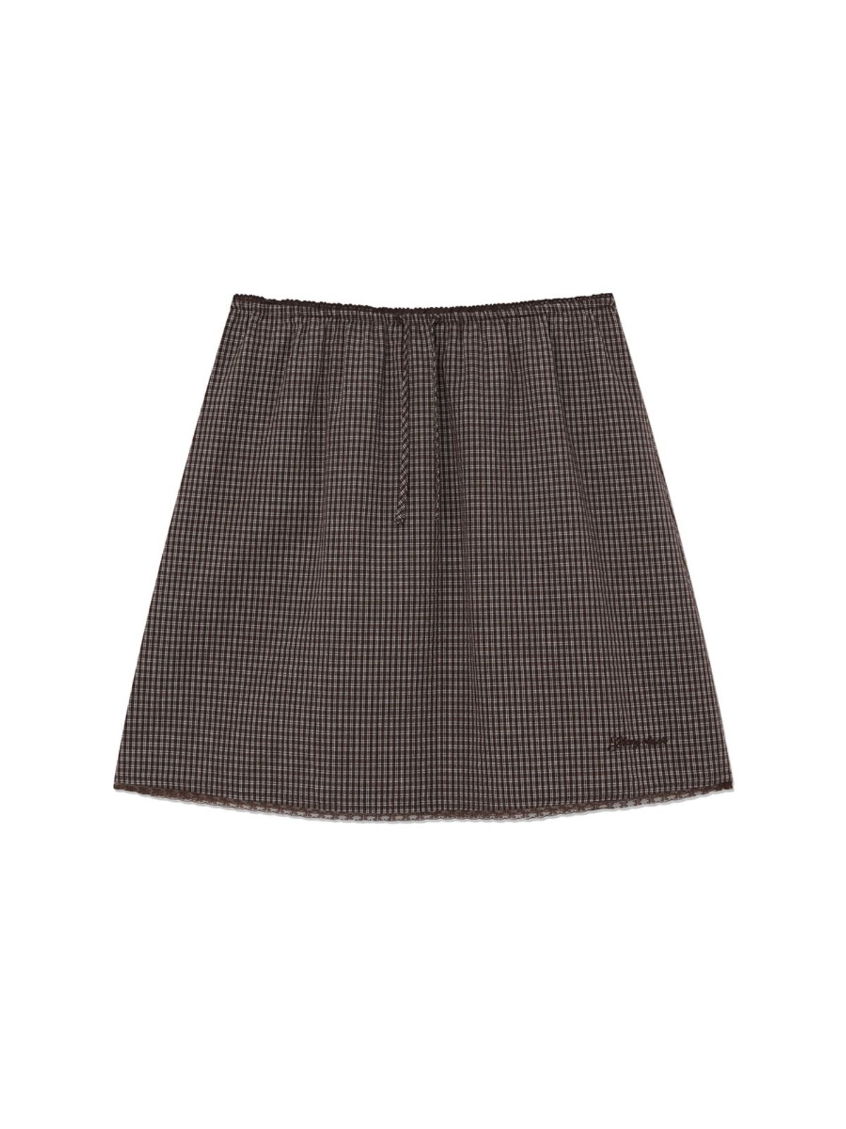 글로니(GLOWNY) G CLASSIC LACE-UP MIDI SKIRT (BROWN)