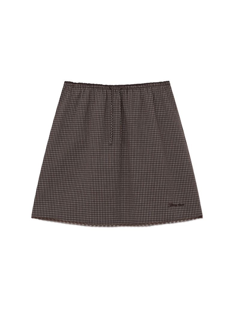G CLASSIC LACE-UP MIDI SKIRT (BROWN)