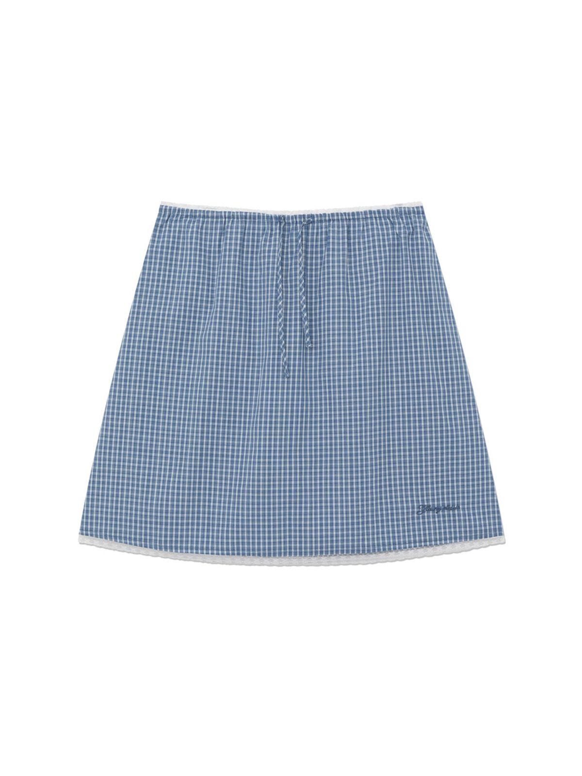 글로니(GLOWNY) G CLASSIC LACE-UP MIDI SKIRT (BLUE)