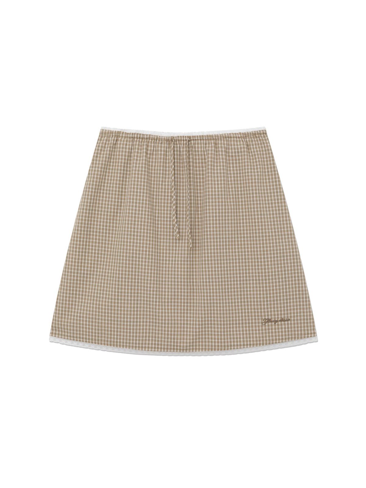글로니(GLOWNY) G CLASSIC LACE-UP MIDI SKIRT (BEIGE)