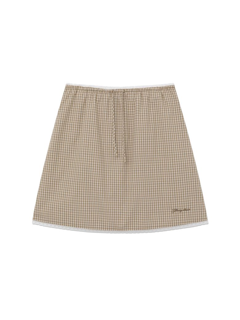 G CLASSIC LACE-UP MIDI SKIRT (BEIGE)