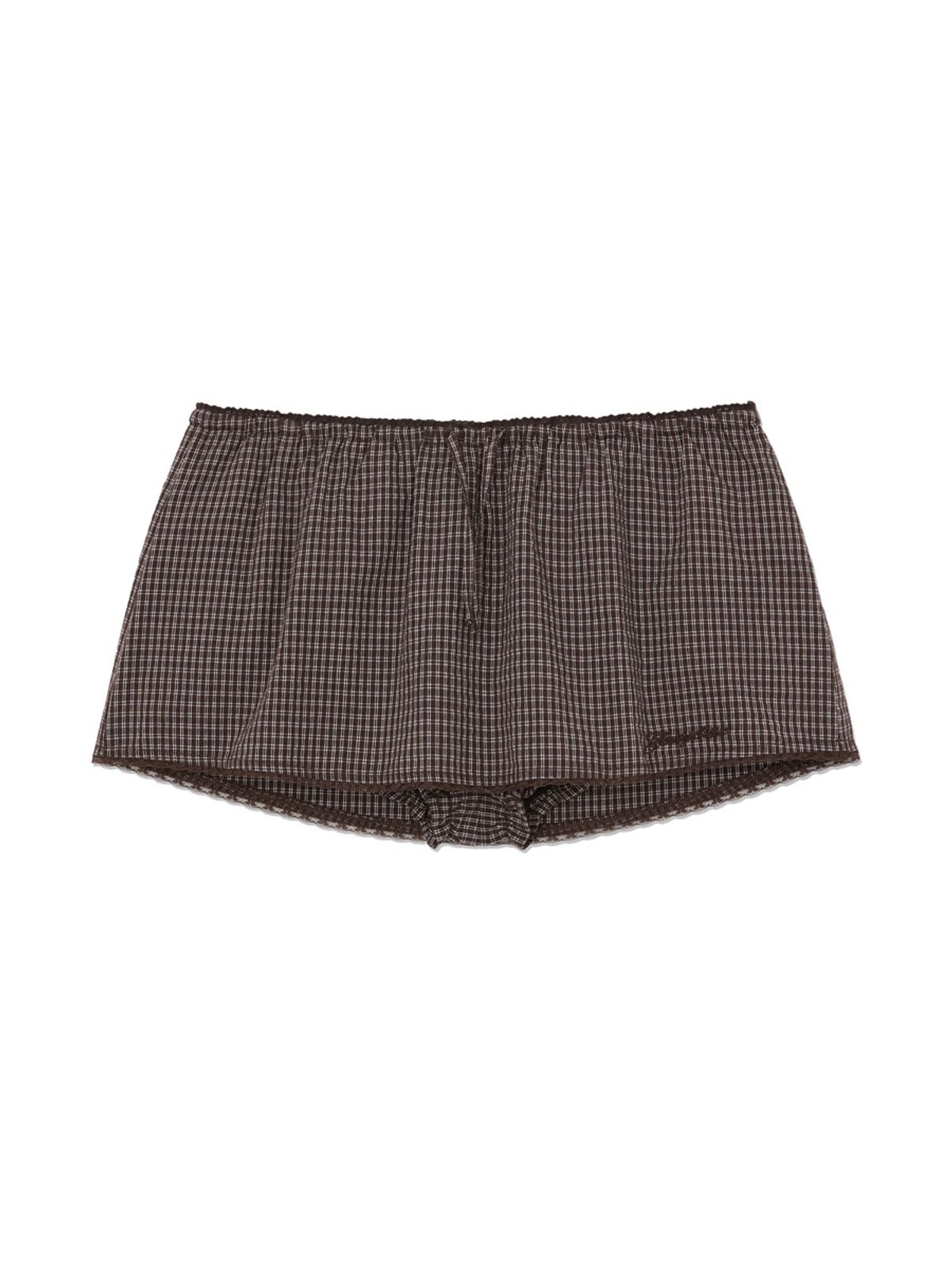 글로니(GLOWNY) G CLASSIC LACE-UP MINI SKIRT (BROWN)