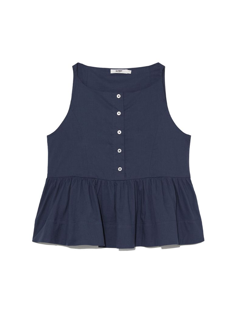 G RUFFLED BUTTON BLOUSE (DEEP NAVY)