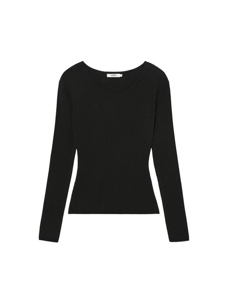 G CLASSIC RIB V-NECK KNIT (BLACK)