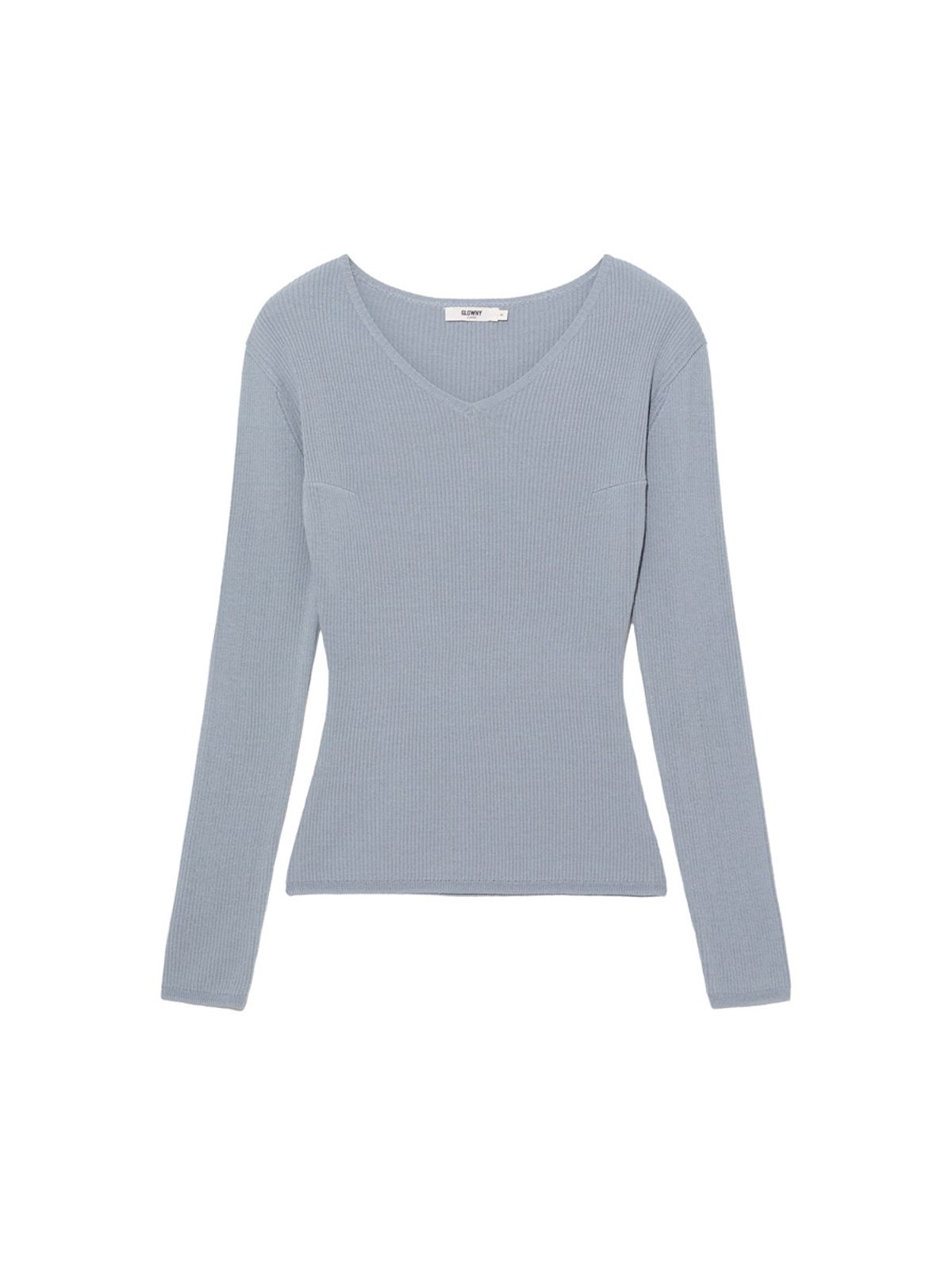 글로니(GLOWNY) G CLASSIC RIB V-NECK KNIT (BLUE)
