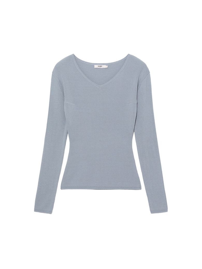 G CLASSIC RIB V-NECK KNIT (BLUE)