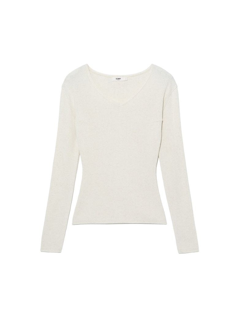 G CLASSIC RIB V-NECK KNIT (OATMEAL)