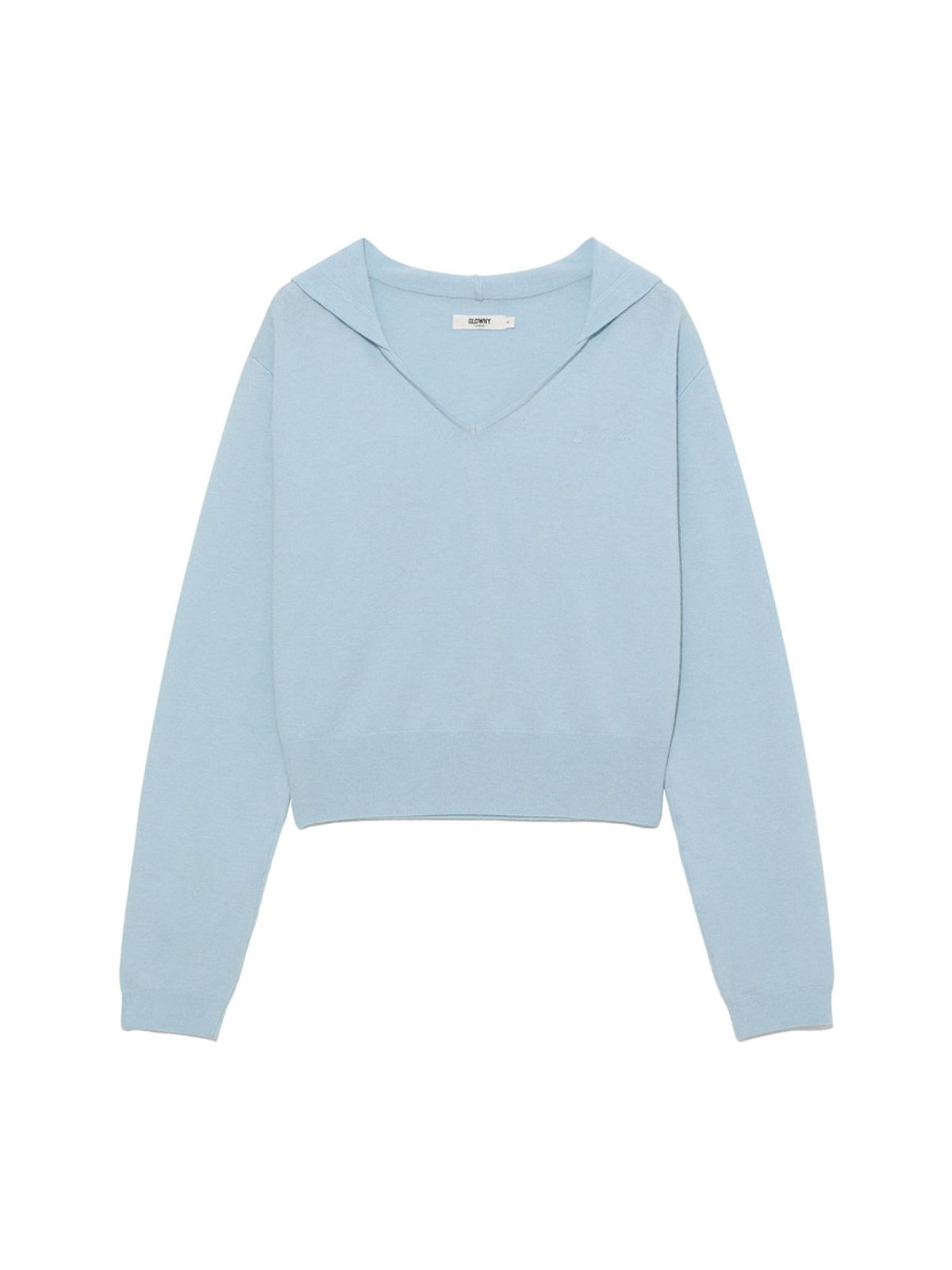 글로니(GLOWNY) G HUG V-NECK KNIT HOODIE (BABY BLUE)