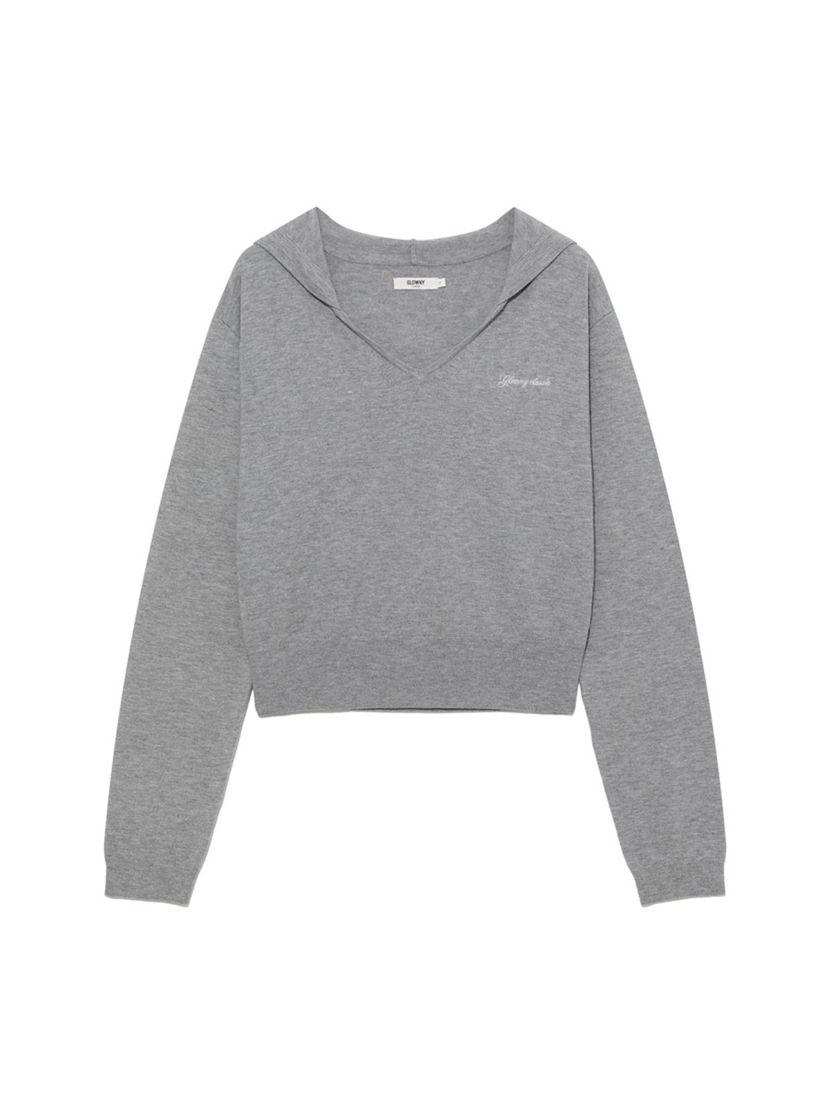 글로니(GLOWNY) G HUG V-NECK KNIT HOODIE (MELANGE GRAY)
