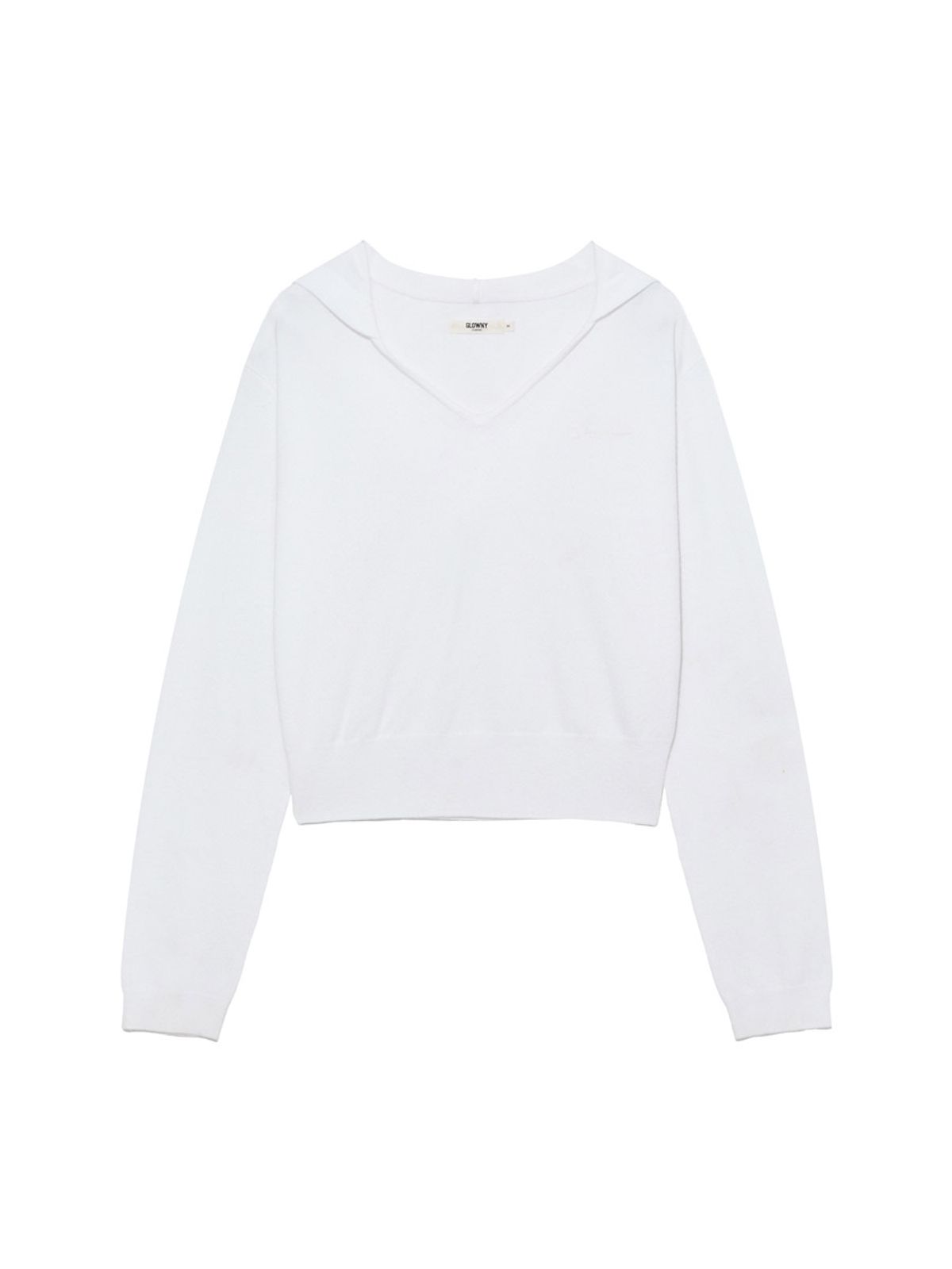 글로니(GLOWNY) G HUG V-NECK KNIT HOODIE (WHITE)