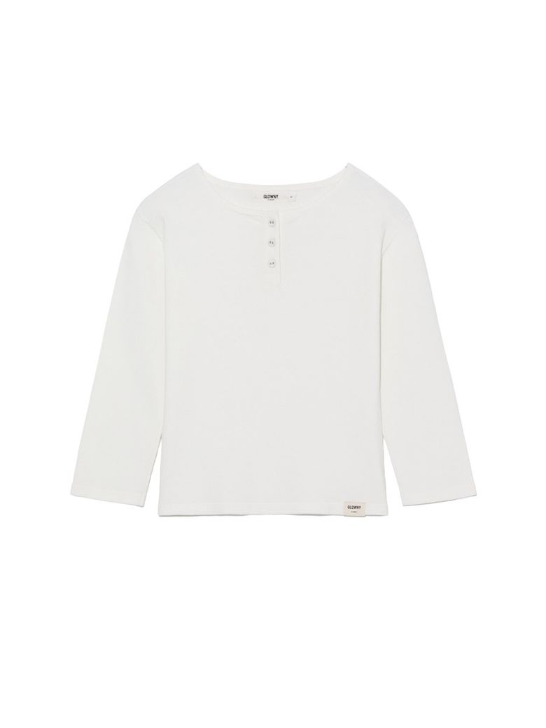 3/4 BUTTON FLY KNIT TEE (WHITE)